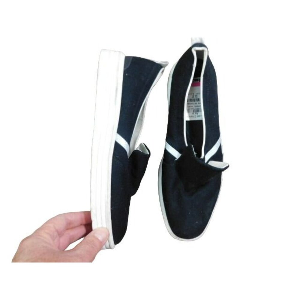 Franco Sarto Size 9.5 Black White Sporty Slip On Flats Casual
